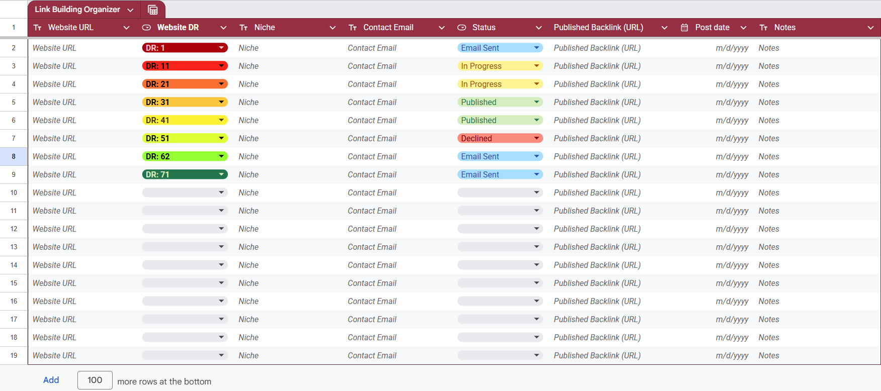 Link Building Organizer