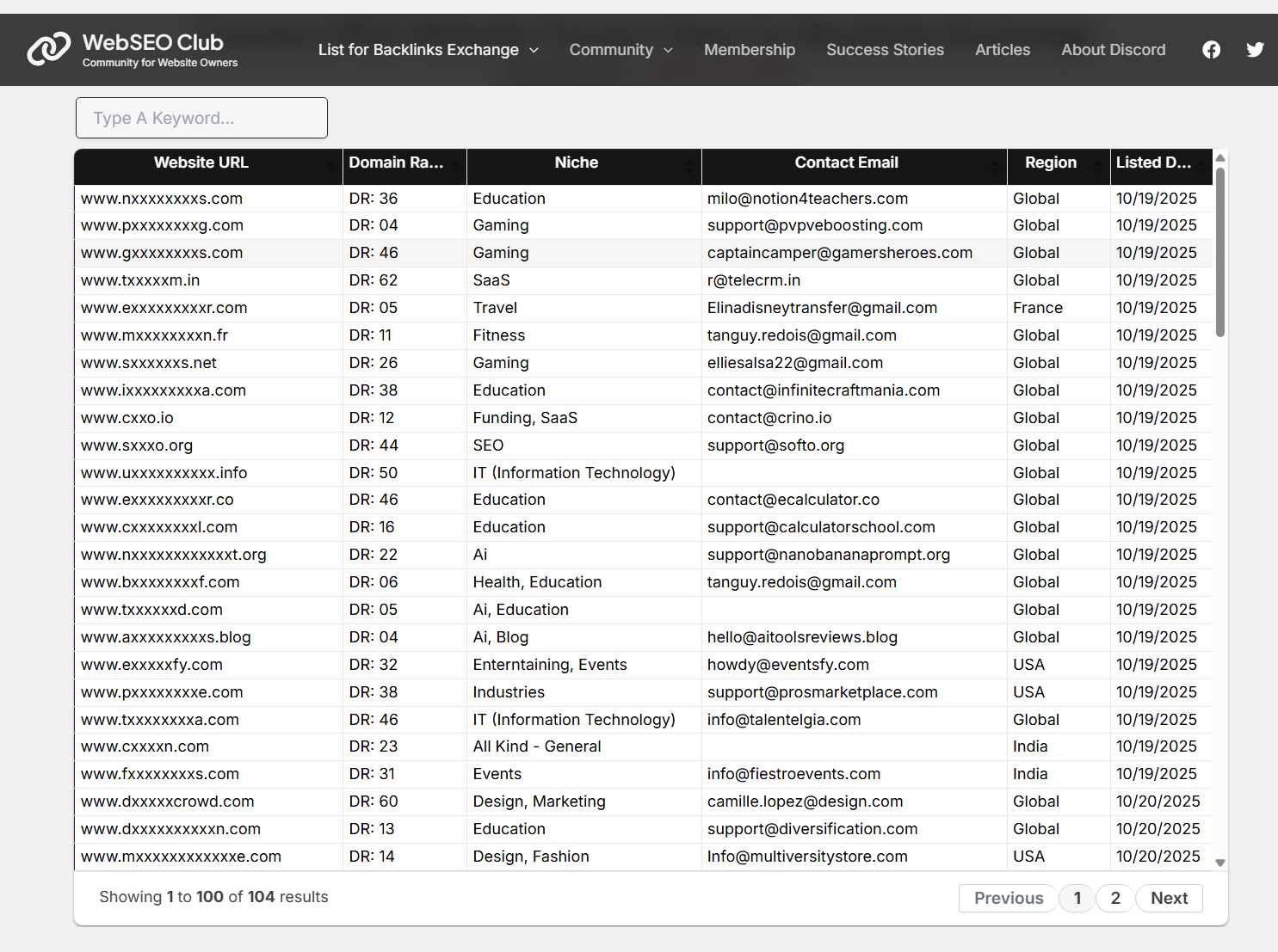 Backlink Exchange Sites - Public List
